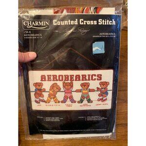 Vintage Counted Cross Stitch Kit 1984 Bear Aerobics